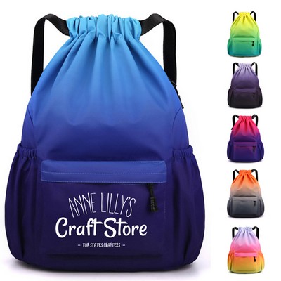 Gradient Nylon Drawstring Sport Backpack