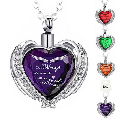 December Heart-Shaped Crystal Ashes Pendant