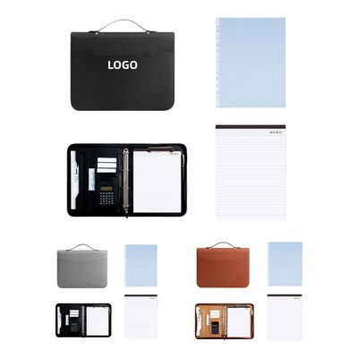 Zippered Leather Folder w/Calculator