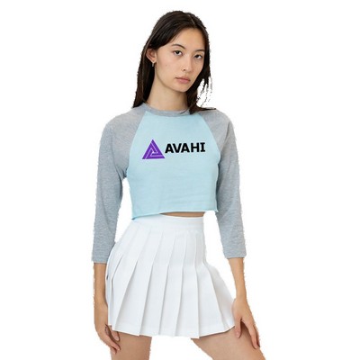 Poly Cotton 3/4 Sleeve Raglan Crop Tee