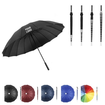 16-Rib Long-Handle Automatic Umbrella With Waterproof Case