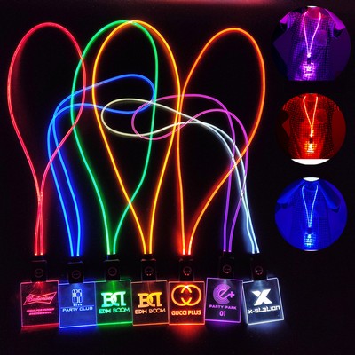 Led Light Up Lanyard W/ Acrylic Badge