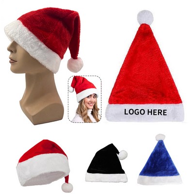 Classic Velvet Embroidered Santa Hat for Adults
