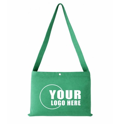 12 Oz. Canvas Crossbody Shoulder Bag w/ Button Closure
