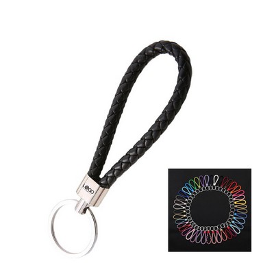 Braided Woven Leather Keychain