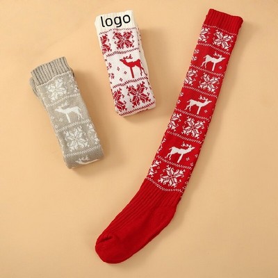 Christmas Jacquard Knit Over-The-Knee Socks