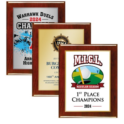 10.5" x 13" Rosewood Piano Plaque w/Full Color Sublimated Imprint and Back Plate