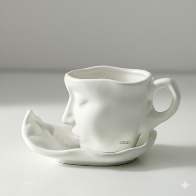 Human Face Art Ceramic Cup Handcrafted Nordic Espresso Black Tea Mug Valentine's Gift