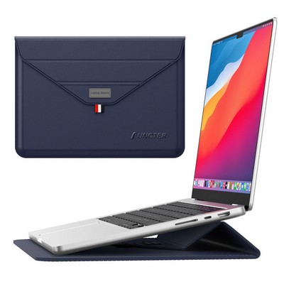 15" PU Leather Laptop Carry Sleeve 2-in-1 Laptop Bag And Stand