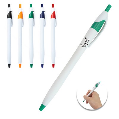 Retractable Plastic Ballpoint Pen with Comfortable Grip