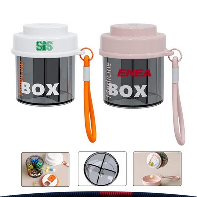 Ledggar Cylindrical 4-Compartment Pill Dispenser