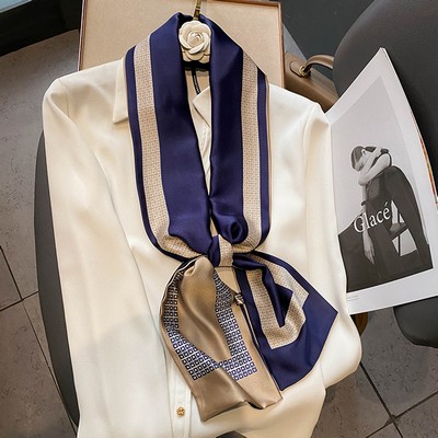 Custom 5.9" x 59" Long Silk Like Head Scarf Women's Fashion Satin Scarfs