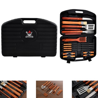 19-Piece BBQ Tool Set with Wooden Handles