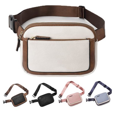 Waterproof PU Leather Waist Bag Crossbody Style