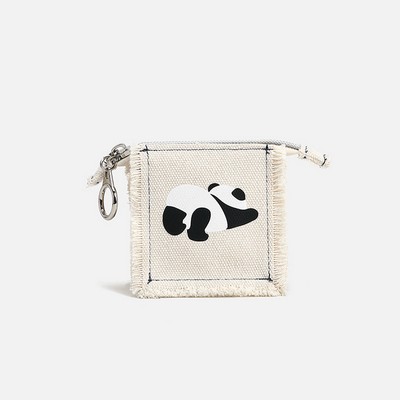 Boho Fringed Canvas Micro Pouch with Clip