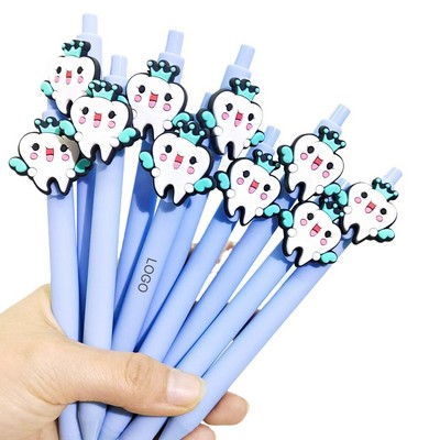 Blue Dental-Themed Retractable Gel Pen World Cavity-Free Day Souvenir Creative Tooth-Shaped