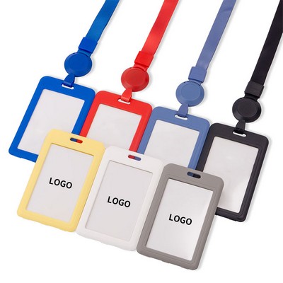 Transparent ID Badge Holder With Retractable Lanyard