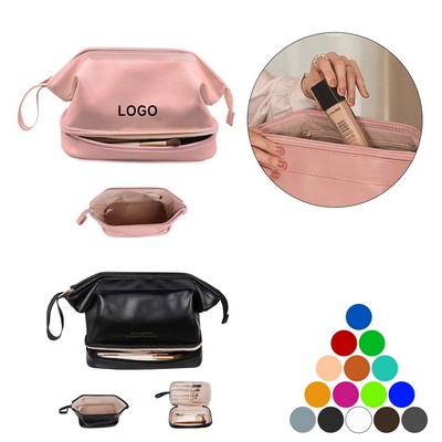Portable Large Capacity Makeup Toiletries PU Storage Bag for Travel Hotels