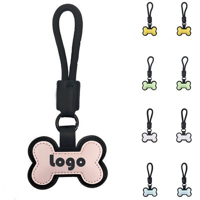 Bone Shape PU Leather Key Chain