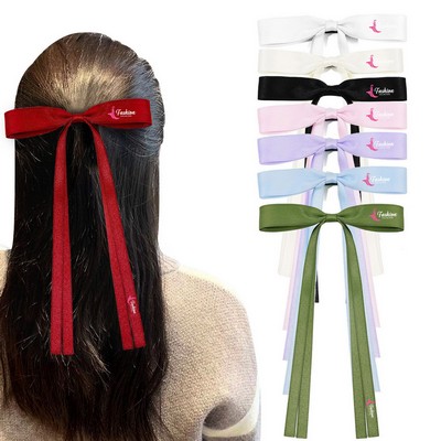 Ribbon Bow Hair Clip with Flowing Tails