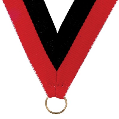 7/8" Wide RY Series V-Neck Red & Black Ribbon w/Metal Ring