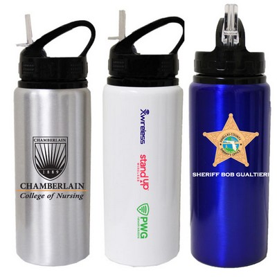 22 Oz. Wide Mouth Aluminum Water Bottle with Straw Drink Spout