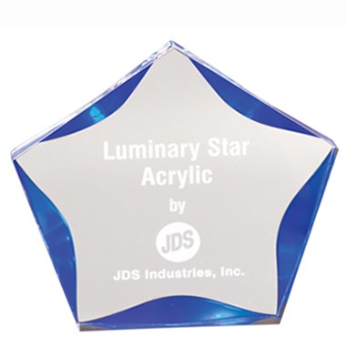 Clear Luminary Star Acrylic Award w/ Blue Trim (7")