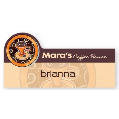 Full Color Plastic Name Badge - Top Circle, 3" x 1½"