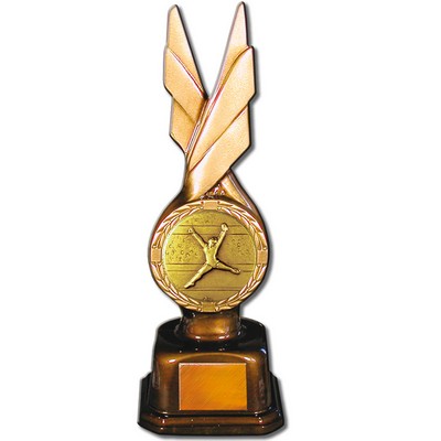 Stock Phoenix 9" Trophy with 2" Gymnastics Female Coin and Engraving Plate