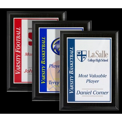9" x 12" Black Matt Board Varsity Plaque with Full Color Imprint