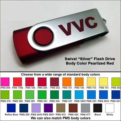 Swivel Flash Drive - 1 GB Memory - Body Pearlized Red