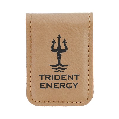 Light Brown Leatherette Money Clip