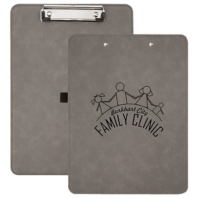 9" x 12.5" Gray Leatherette Clipboard