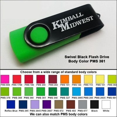 Swivel Black Flash Drive - 512 MB Memory - Body PMS 361