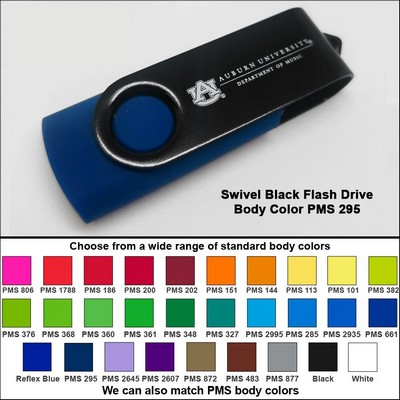 Swivel Black Flash Drive - 2 GB Memory - Body PMS 295