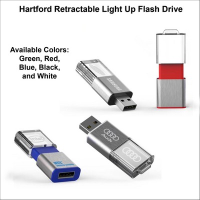 Hartford Retractable Light Up Flash Drive - 128 MB Memory No Extra Tariff
