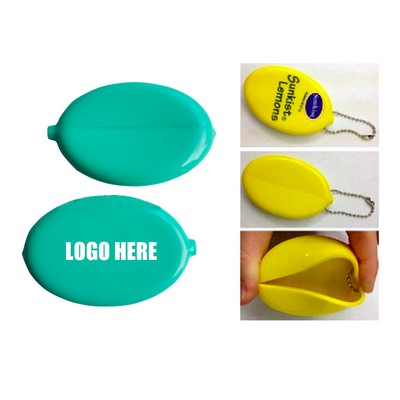 Pvc Coin Pouch Change Purse W/ Chain