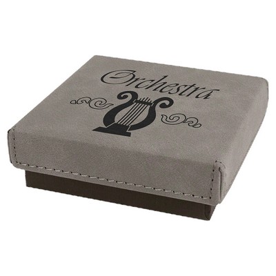 Engraved Faux Leather Gift Box, Gray, 3 1/2"(L) x 3 1/2"(W) x 1"(H)
