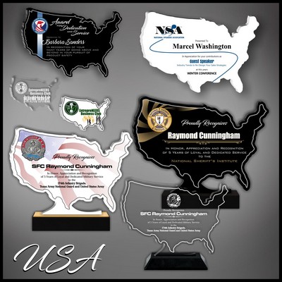 9" USA Shaped Black Budget Acrylic Award