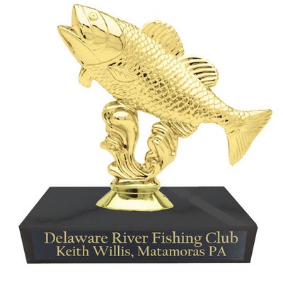 4 ½" Bass Fish Trophy w/Black Marble Base