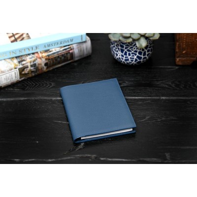 Pebble Calf Leather Medium-Size Padfolio - Ocean Blue - Borlino