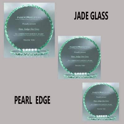 Jade Crystal Pearl Edge Round Award