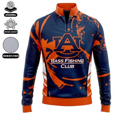 Unisex & Kids' Sublimation Long Sleeve Fishing Quarter Zip T-Shirt - 165G U