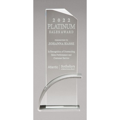 Contemporary Clear Glass Award Featuring Arched Base with Matte Metallic Finish (3.875 x 10.125)