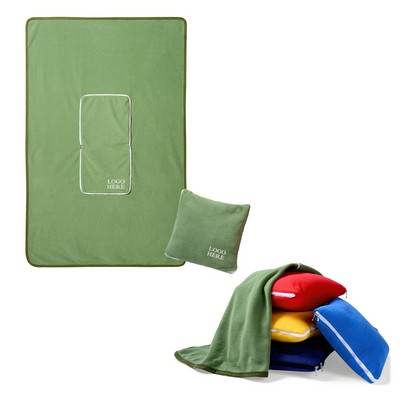 Custom Multipurpose Travel Blanket Premium Soft 2" 1 Travel Airplane Pillow Blanket With Strap