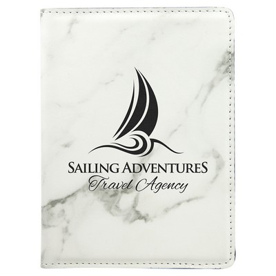 4 1/4" x 5 1/2" White Marble Leatherette Passport Holder