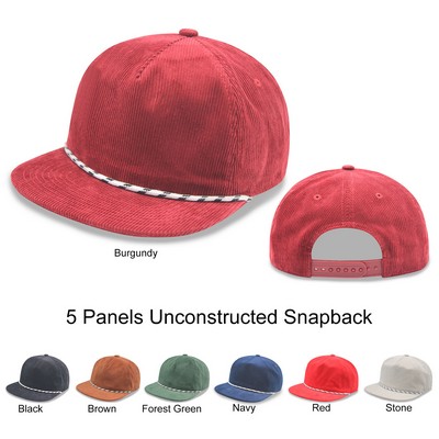 5 Panel Unstructed Corduroy Rope Hat