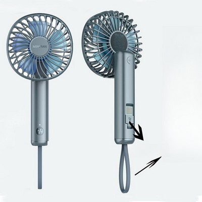 Portable Hand Held Fan, USB Rechargeable Foldable Electric Cooling Fan 1200mAH Power Bank