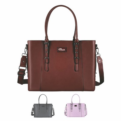 PU Leather Compact Laptop Tote Bag