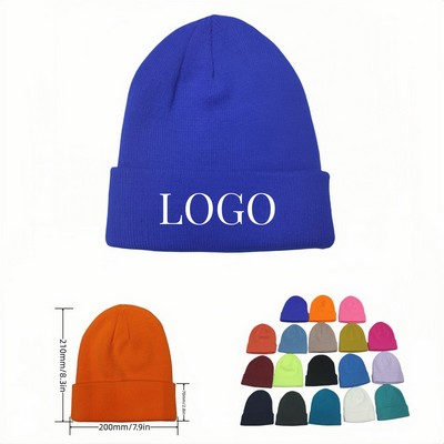 Embroidered Knit Cap with Cuff-18 Colors-MOQ is 10 pcs